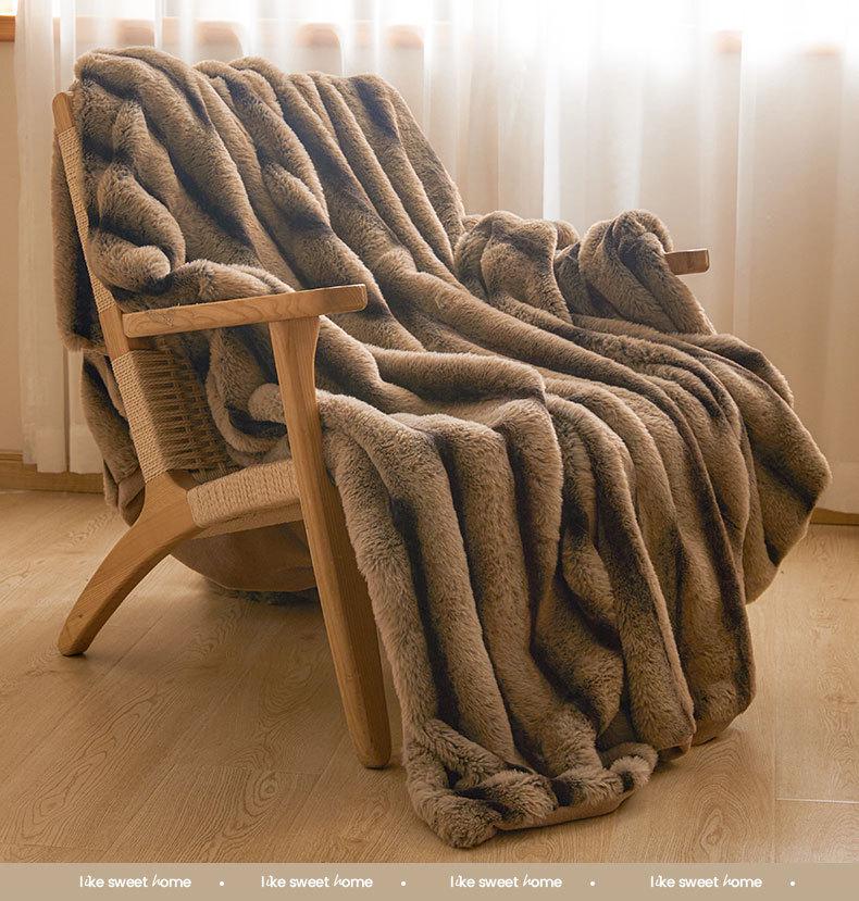 Tlustá zimní flanelová deka třídy A - Nap z králičí srsti a korálové rouno přehoz na postel