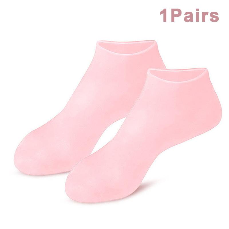 

1 пара силіконових зволожуючих шкарпеток для догляду за ногами проти сухості шкіри ніг, розтріскування, відлущування мертвої шкіри, видалення протектору, знеболення рожевий