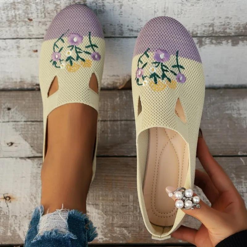 2024 Shoes Women's Summer Mesh Breathable Flat Shoes Ladies Comfort Light Sneaker Socks Women Slip on Loafers Zapatillas Muje