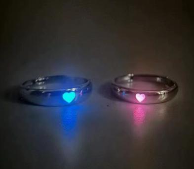 

Adjustable Open Band Ring with Heart Design and Glow in the Dark Feature Suitable for Various Finger Sizes and Everyday Wear One Size