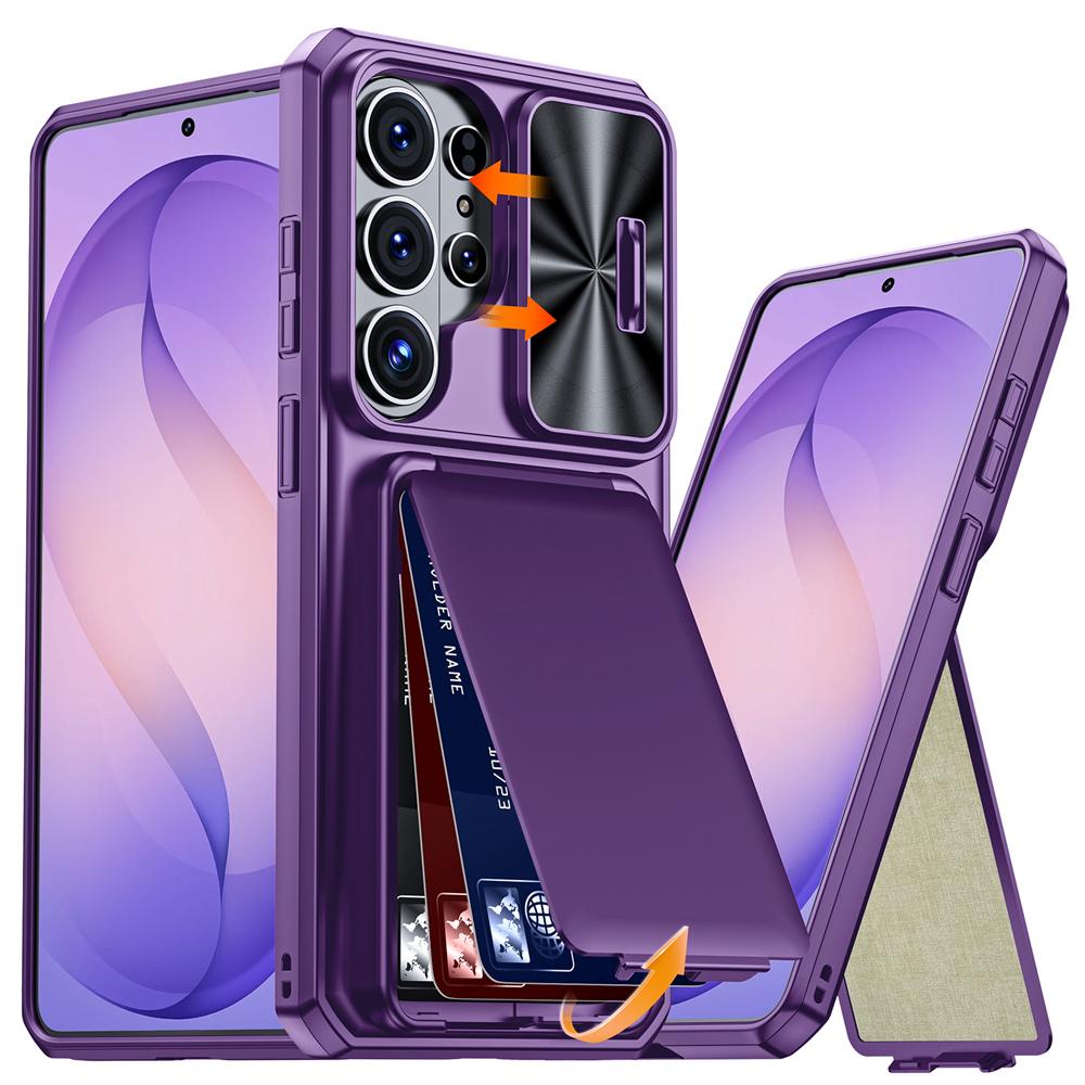 

Slide Camera Protection Flip Slot Card Bag Holder Phone Case For Samsung S26 Ultra Shockproof Armor Solid Color Protective Cover Galaxy S26 Ultra