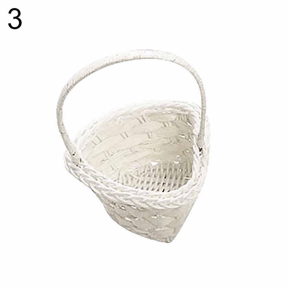 Wedding Flower Basket Flower Girl Basket Lace Pearl Romantic White Rhinestone Decoration to Wedding Ceremony Party Basket
