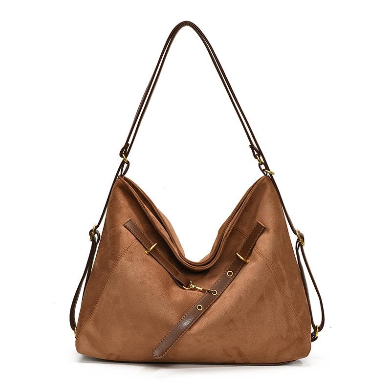 Casual Large-capacity Suede Bag Women's 2025 New Trendy Versatile Shoulder Bag Backpack Commuter Bag