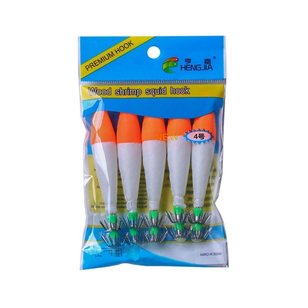 6.3g Wood Shrimp Lure Bright Color Cuttlefish Bait Shrimp Squid Hook Saltwater Fishing Tackle