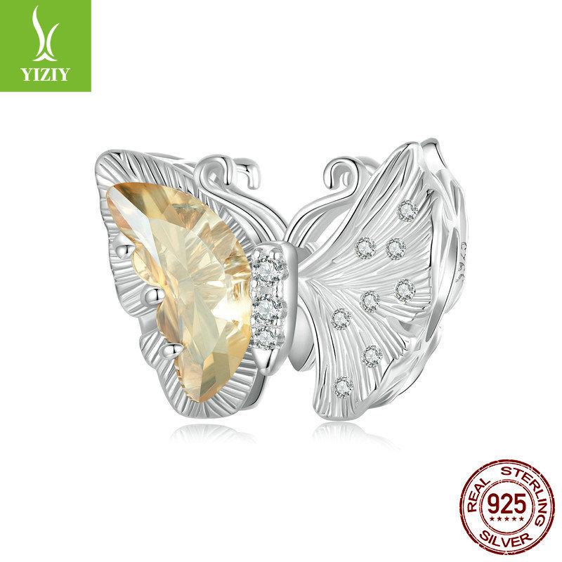 Autumn Ginkgo Biloba Diy Bracelet Beaded Accessories, Romantic Mori S925 Sterling Silver Butterfly Beads