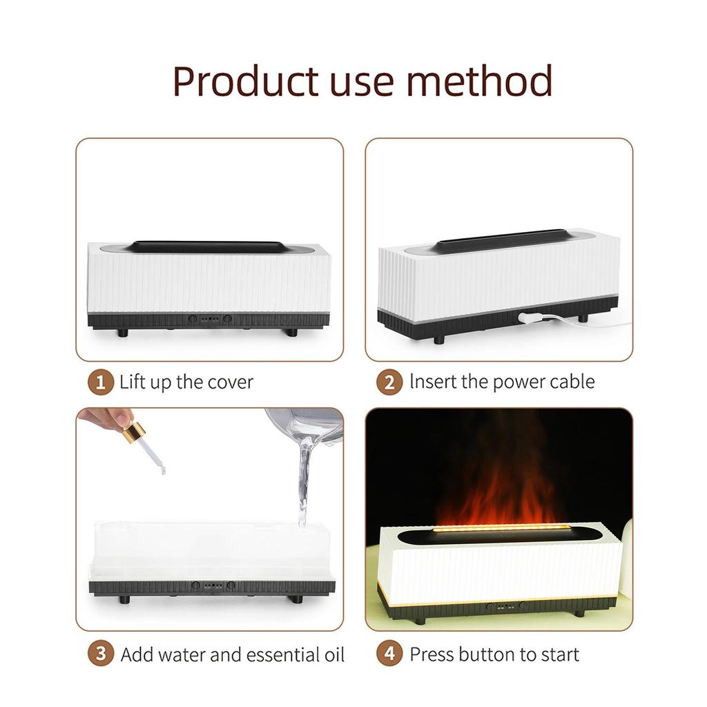 3D Flame Aromatherapy Humidifier for Home, Bedroom & Office - Quiet, Essential Oil Compatible, Desktop Air Atmosphere Enhancer
