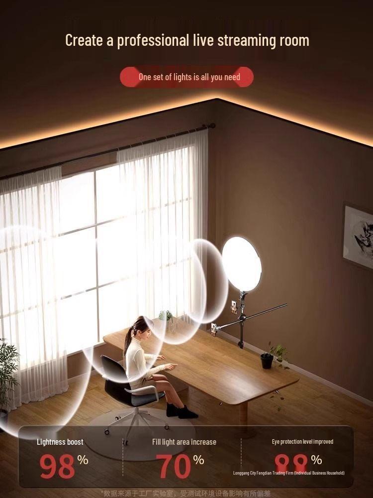 Full Screen Shadowless LED Beauty Studio Key Light for Professional Live Streaming