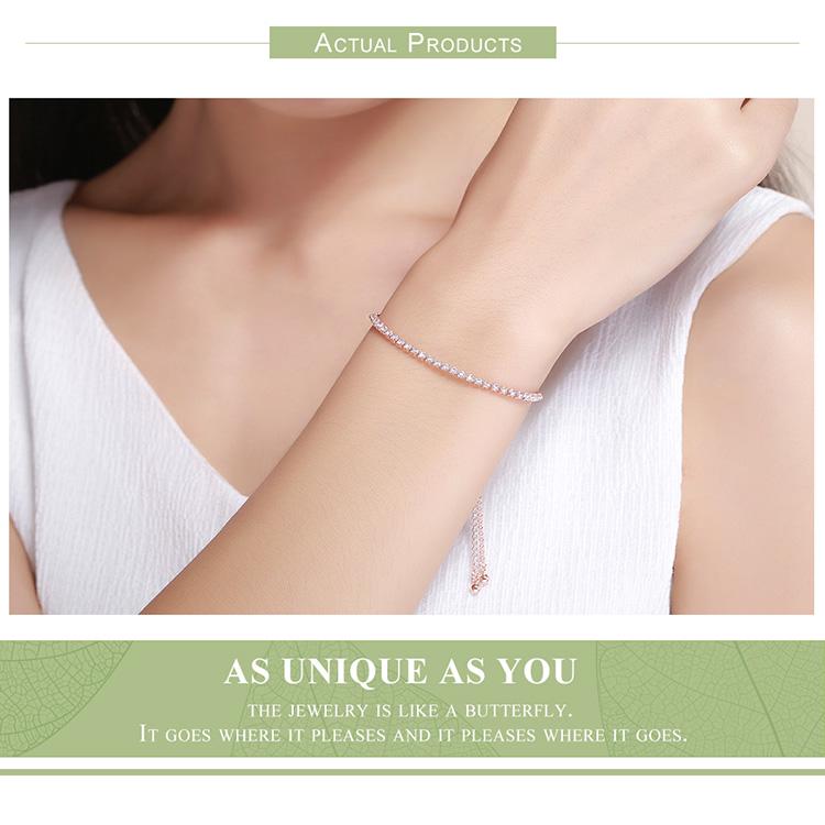 BAMOER Wyróżnione oferty marki 925 Sterling Silver Sparkling Strand regulowana bransoletka