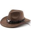 Western cowboy style felt hat tibetan style hat cow head accessories fall and winter jazz hat suede hat