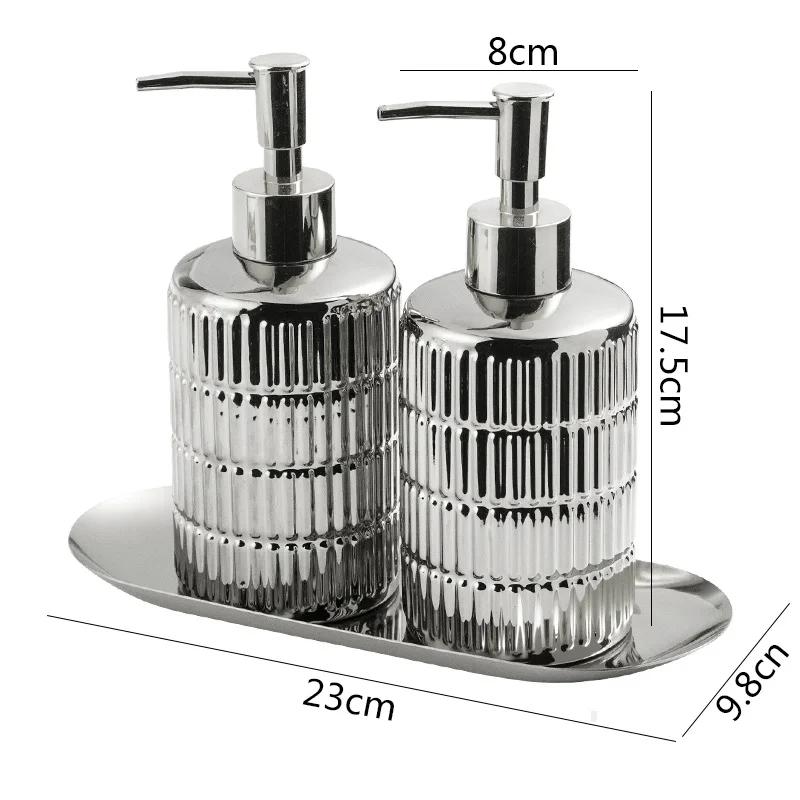 Gold Plated Stripe Ceramic Soap Bottle Empty Bottle Soap Dispenser Lotion Bottle Shower Gel Shampoo Bottles Bathroom Accessories