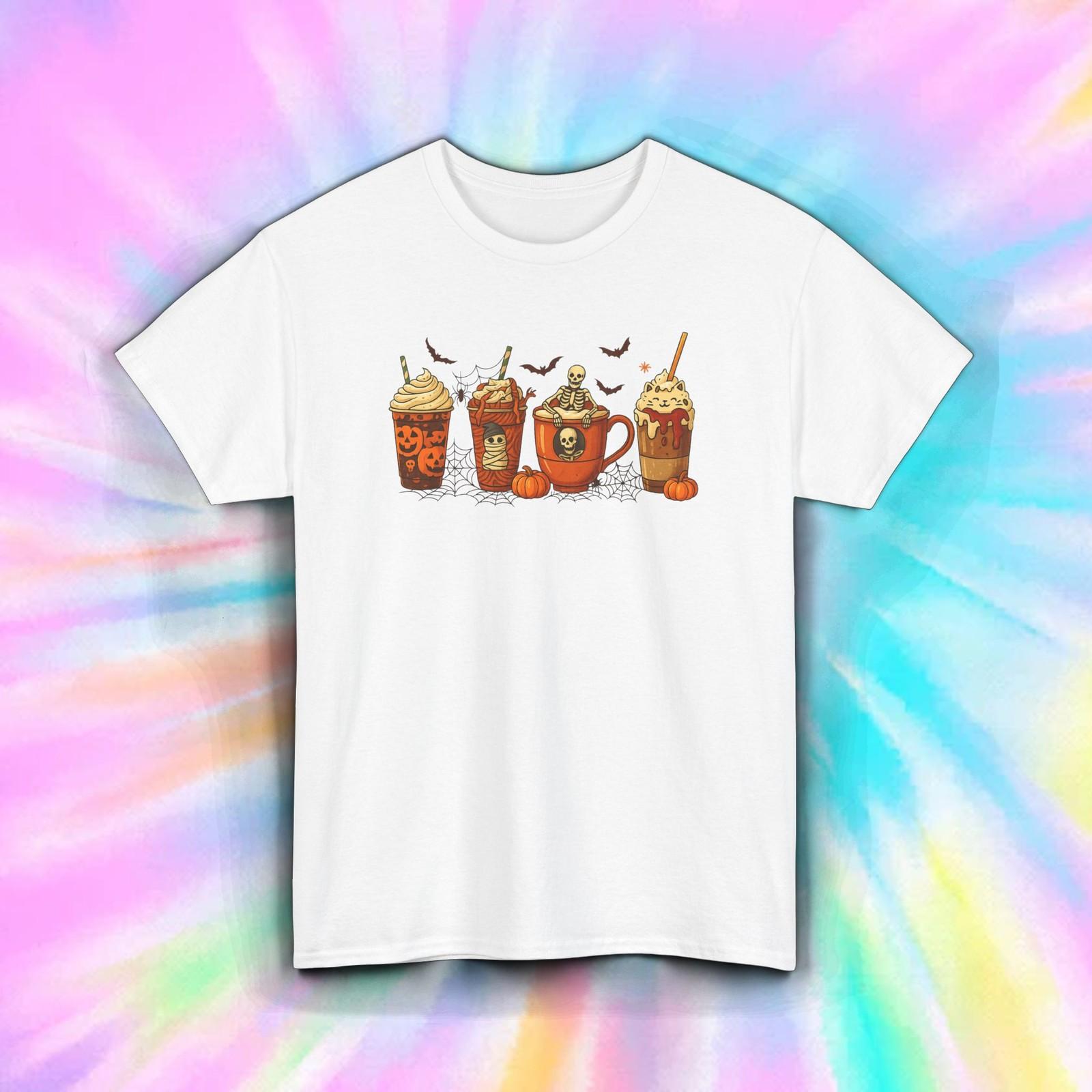 Funny Pumpkin Spice Latte Skeleton Shirt Coffee Halloween Fall Tee S–5XL S