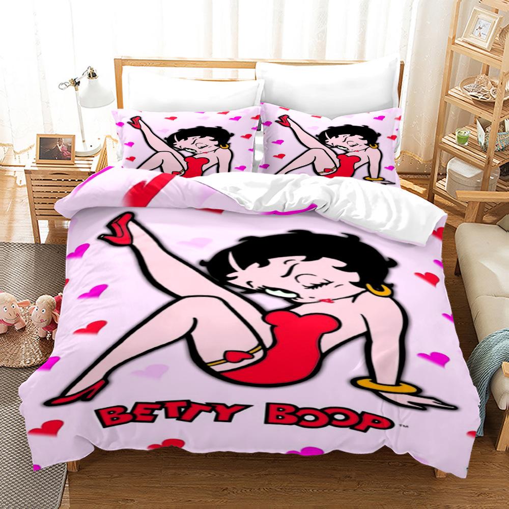 3D Three-Piece Betty Boop Quilt Cover Digital Printing