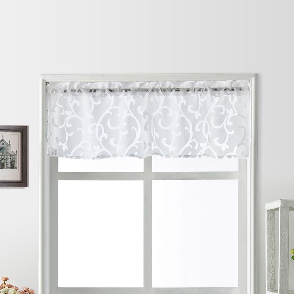 1PC NAPEARL Pastoral Plaid Jacquard Short Tulle Window Curtain Washable