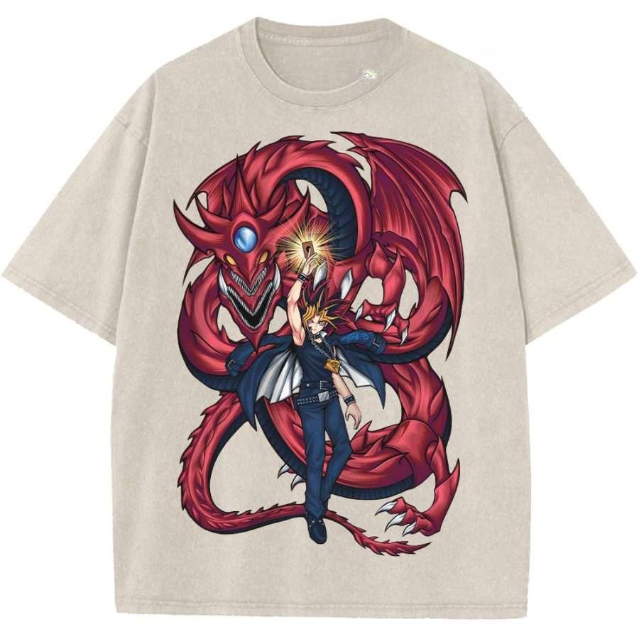 Dark Yuugi Printed Tee Anime Yu Gi Oh Clothing Men Women Retro Washed T-shirts Short Sleeve Tshirt Harajuku Male Cotton T Shirt S бежевый 1580₽