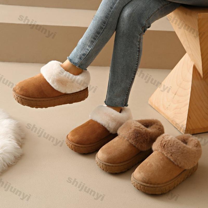 Fashion Large Size Women's Shoes 2025 Winter Thicken Fashion Slip on Comfortable Snow Boots Outdoor Non Slip Height Increase Short Boots