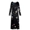 Women's Fashion Casual Print Round Neck Long Sleeve Extra Long Dress With Pockets