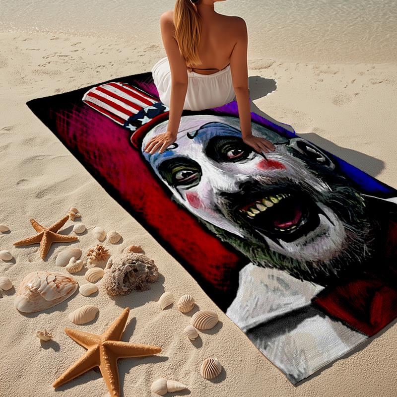 Horror Clown Laughing Beach Towel, Super Soft Microfiber, Gift for Her/Him, Birthday, for Pool, Beach, Travel, Home Decor Fan gifts