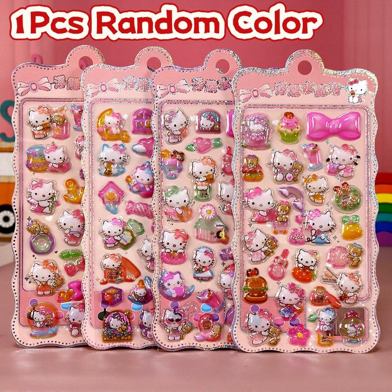1pcs Kawaii Sanrio Kuromi Cartoon 3D Relief Stickers Aesthetic Waterproof DIY Diary Laptop Cute Anime Decoration Sticker Toys