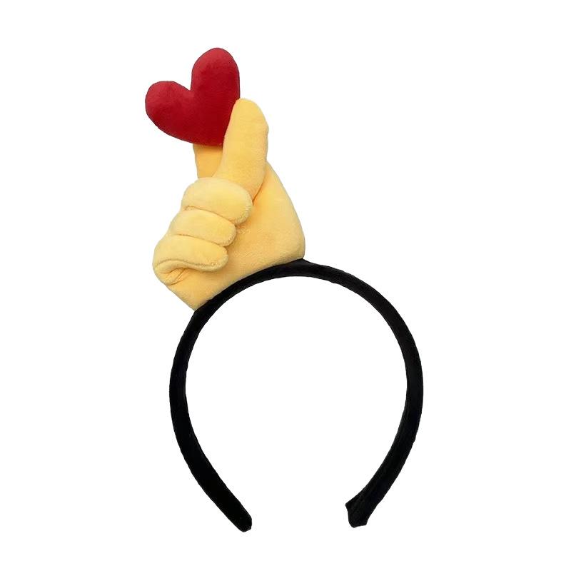 Plush Funny Gesture Headband Give The Thumbs-Up Hand Heart Plush Hairband Hair Ornament Party Dress Up Cosplay Hair Hoop