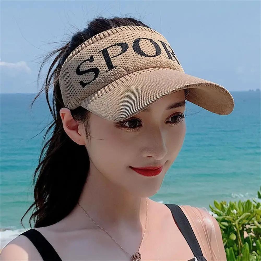 Summer Solid Color Empty Top Outdoor Cycling Sports Sunscreen Baseball Hat For Women Duckbill Cap