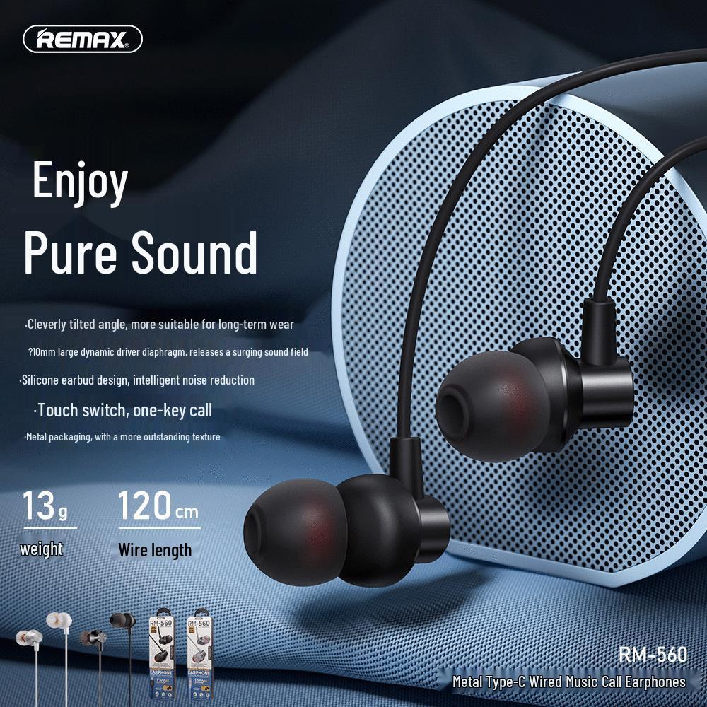 REMAX/Ruiliang Type-C In-Ear Metal Earphones with Music, Sleep, and Call Controls