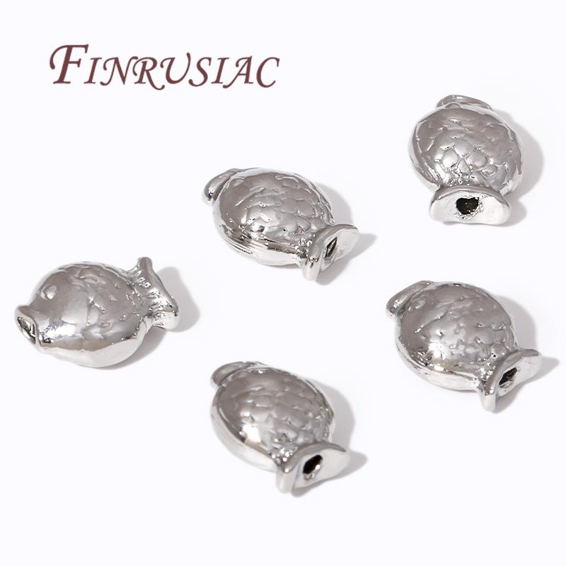 18K Gold Plated Fish Shape Beads,Metal Spacer Beads For Jewelry Making,Necklace Bracelets Beads DIY Accessories Findings