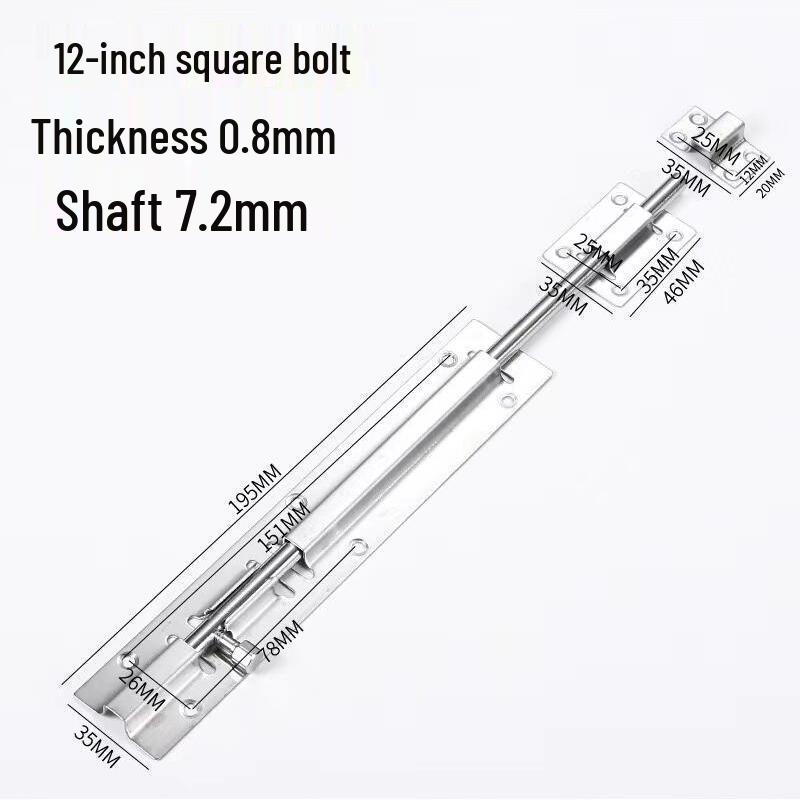 Enhanced Stainless Steel Anti-Theft Door Latch for Warehouse, Bathroom, and Wooden Doors - Surface Mounted Bolt.