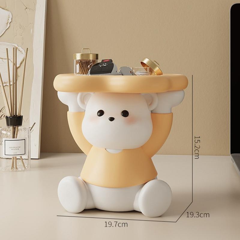 

Creamy style cute little bear home entrance storage decor, living room tabletop decoration, moving in gift