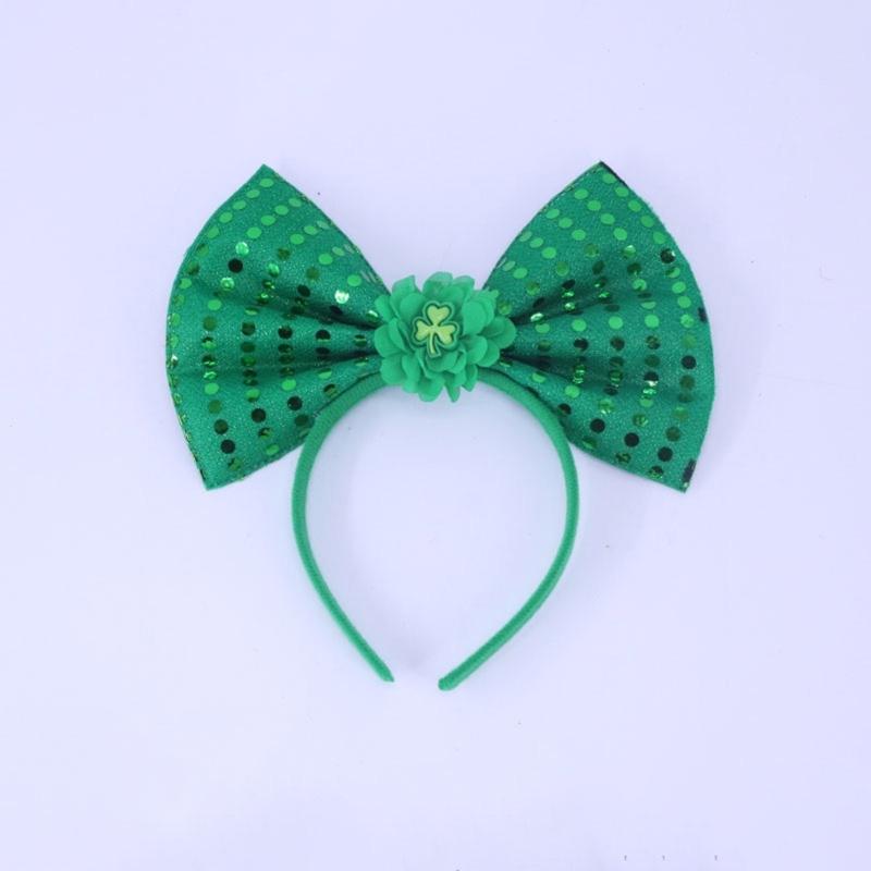 Irish Leprechaun Bowknot Hair Hoop Fashion Statement Karaoke Party Leprechaun for Irish Day Stage Photo Props