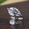Retro Big Leaf Ring For Men Women Zinc Alloy Color Punk Gothic Adjustable Open Ring Unisex Alloy Zircon Trendy Accessories Gift