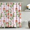 Charming Pink Blossom Shower Curtain For Bathroom Decor Waterproof Fabric With Green Leaves Pattern Perfect Gift Idea For Housew