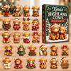 Dekorative hängende Baumdekorationen Weihnachten Hochlandkuh Adventskalender, 24 süße 3D-Mini-Figuren, Tag-Countdown-Box Bauernhaus-Feiertagsdekoration,