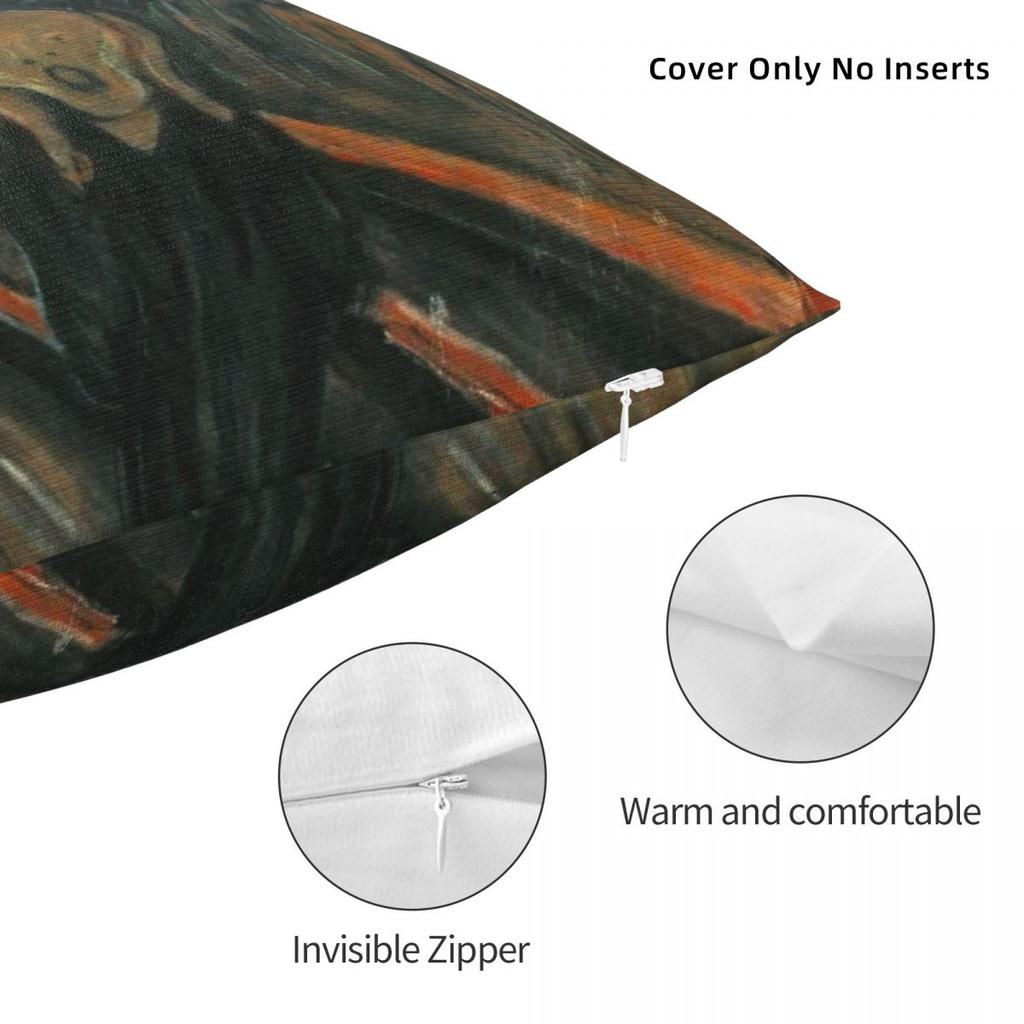 The Scream Edvard Munch Pillowcase Polyester Linen Velvet Creative Zip Decor Throw Pillow Case Home Cushion Cover 18"