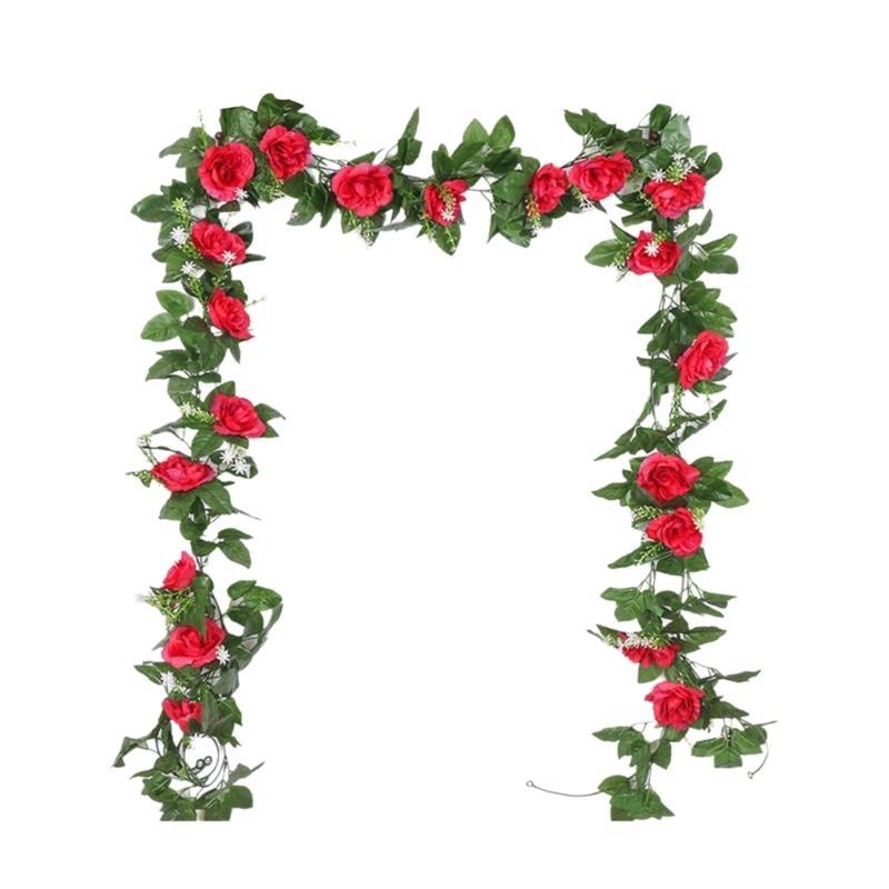 Artificial Rose Vine Flower Decoration 10 Head 7.21ft Artificial Flower Vine Hanging Plant for Wedding Home Garden