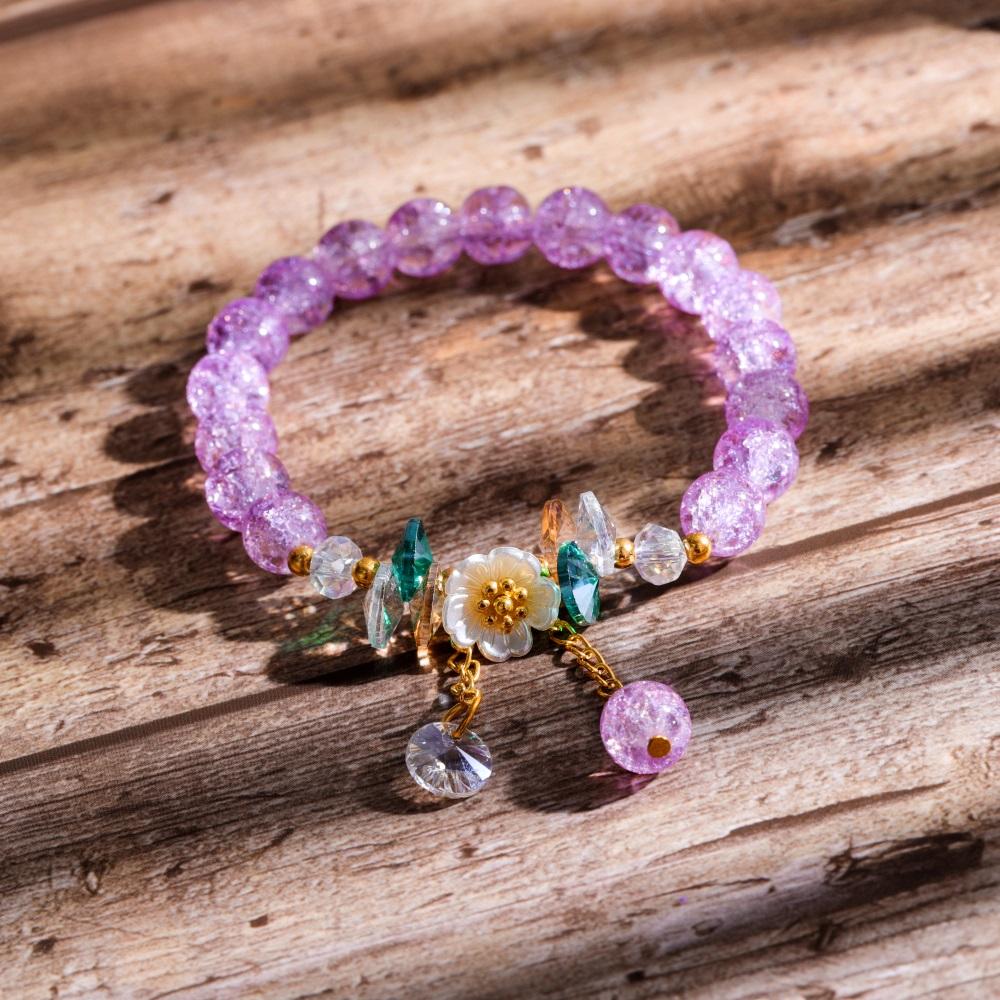 1pc Korean Style Sweet Daisy Flower Bracelet Colorful Crystal Beaded Elastic Rope for Women Girls Party Wedding Jewelry Gift