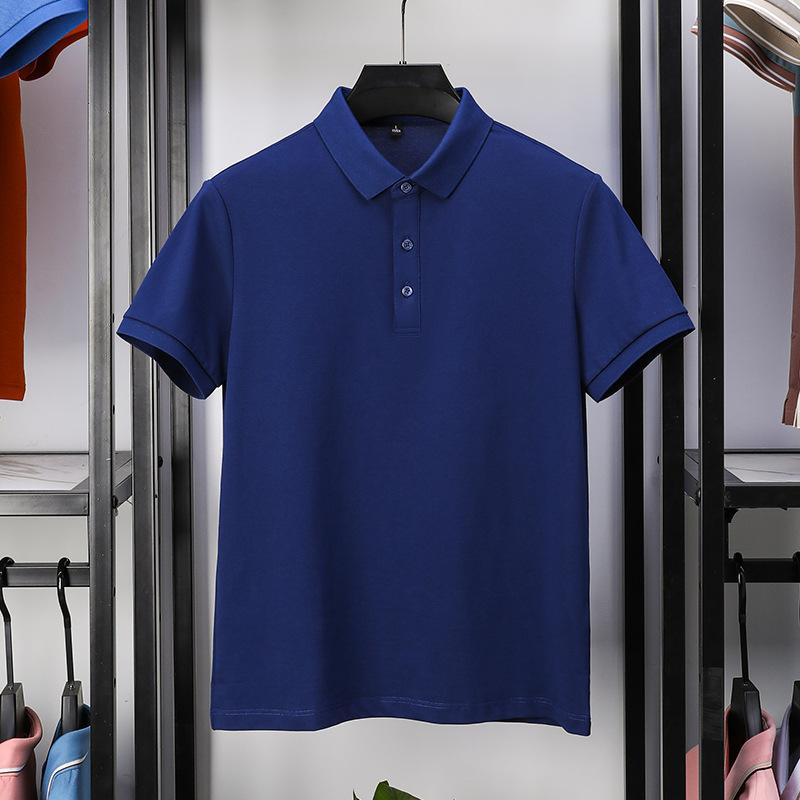 Modisches Poloshirt für Herren mittleren Alters, kurzärmeliges T-Shirt aus merzerisierter Perlbaumwolle, Sommer-Revers, Business-Casual-T-Shirt