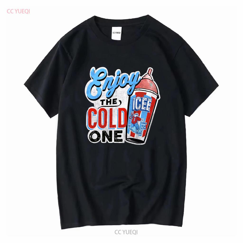 Lizenziertes Genießen Sie das Kalte Icee Slushie Erwachsenen Rundhals T-Shirt lang- oder kurzärmelig Vintage Gewaschene Mode Weich Vielseitig
