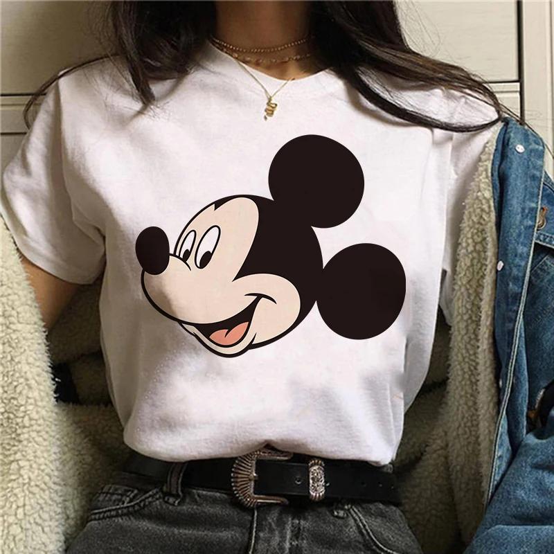 Disney T-shirt Gothic Fashion Mickey T-shirt Minnie Mouse Print Casual T-shirt Women's Kawaii T-shirt Kawaii Loose Clothing