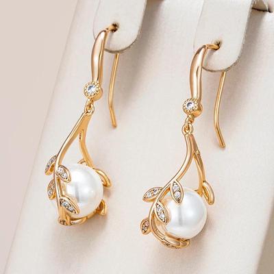 Micro Inlay Zirkon Hohl Textur Synthetische Perle Baumeln Ohrringe Licht Luxus Frauen Persönlichkeit Schmuck