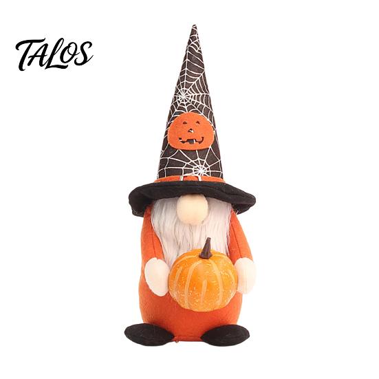 Three-dimensional Halloween Table Centerpiece Gnome Figurine, Fabric Pumpkin Bat Ornament, Faceless Doll for Tiered Tray Shelf Table, Spooky