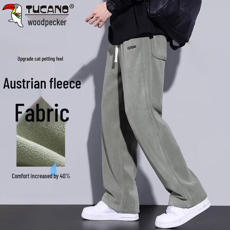 TUCANO Men s Loose Wide-Leg Fleece-Lined Casual Trousers XL
