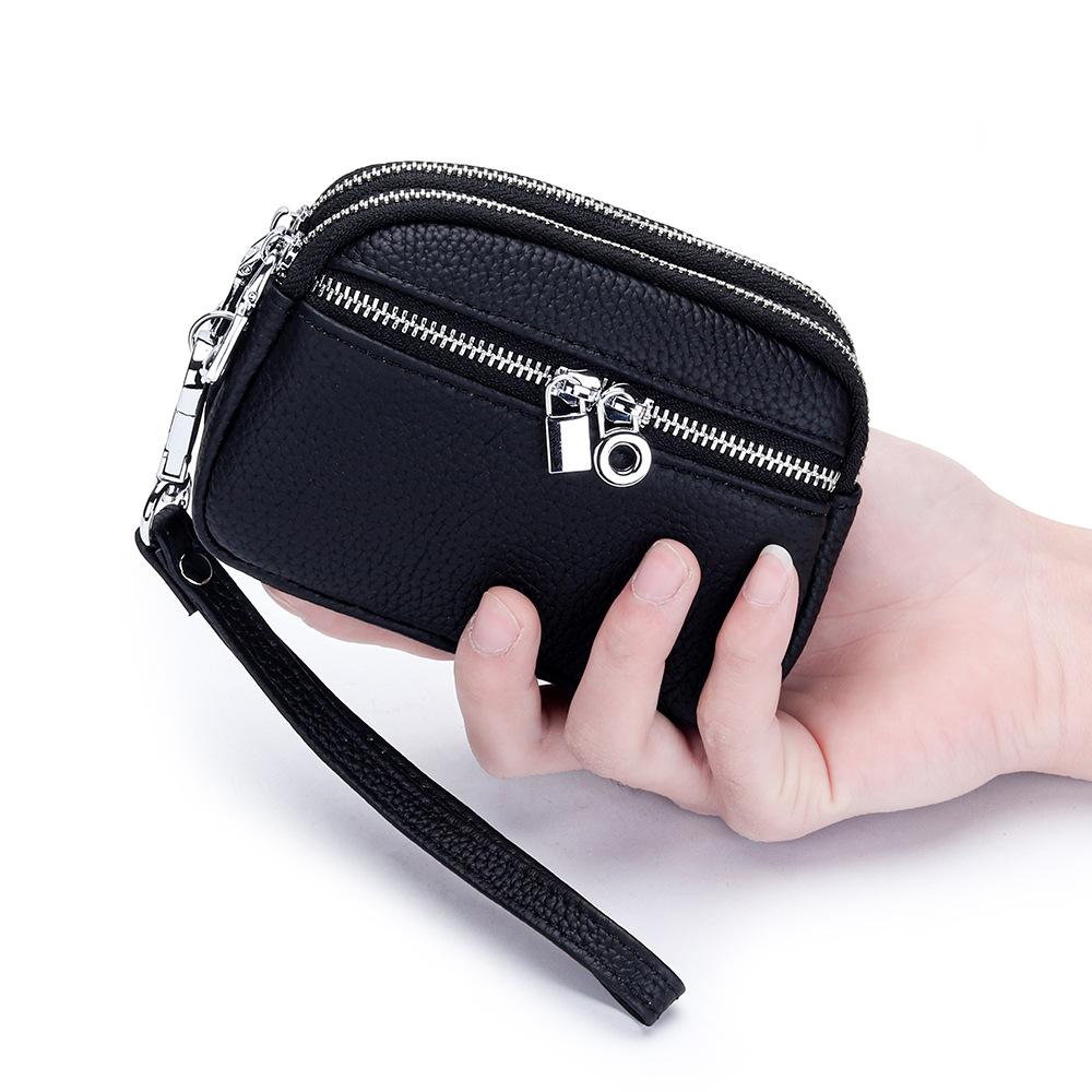 Factory Leather Small Mini Women's Coin Purse Multi-layer Zipper Large Capacity Storage Bag