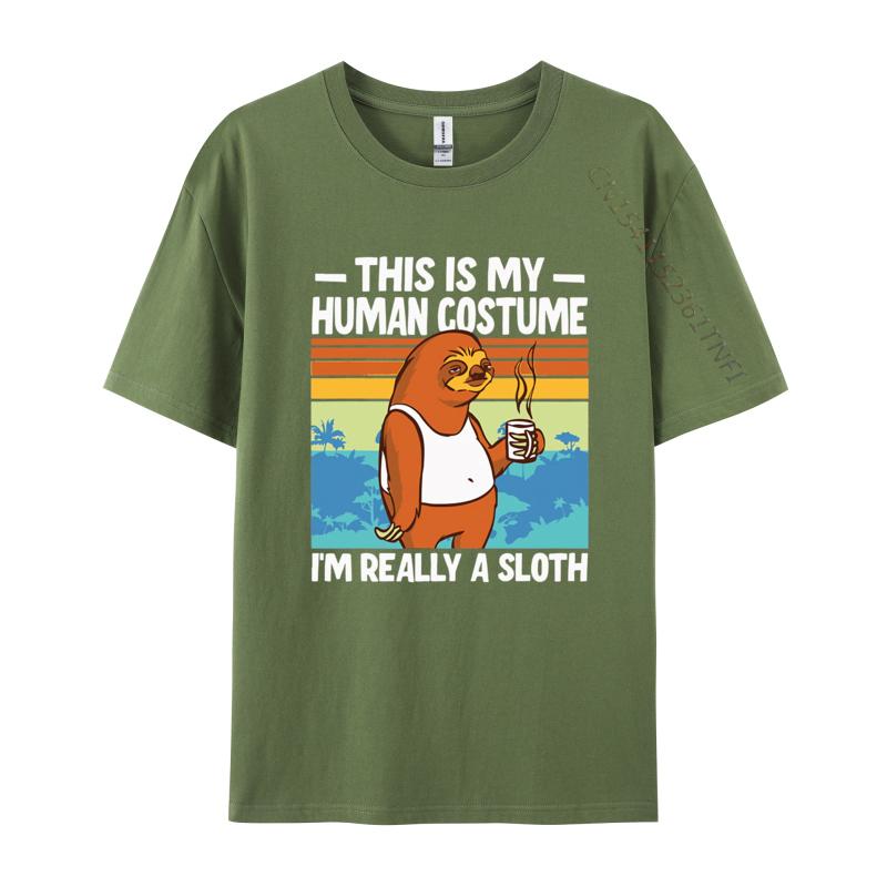 This Is My Human Costume Im Really A Sloth T Shirt Men Cotton Oversized Print T Shirts Graphic Tshirt Tee Top