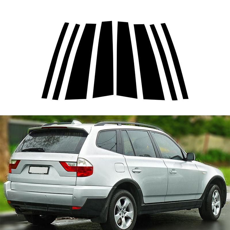 8 pezzi Adatti per BMW X3 E83 2004-2007 2008 2009 2010 Montanti Pilastri Nero Lucido Finestrini Laterali Porte Striscia Decorativa Set Decorazione