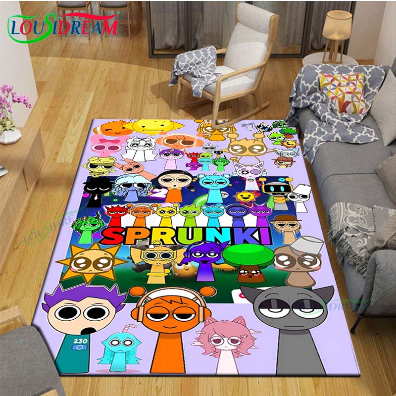 Fashion S-Sprunki Incredibox Game Carpet Outdoor Rug Area Rug Non-Slip Carpet Bedroom Decor Carpet For Room Kid Gift
