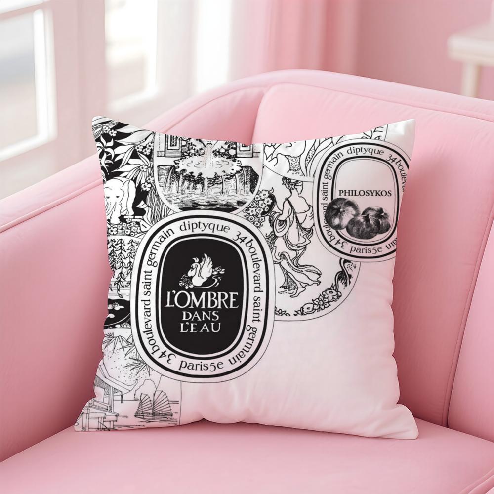 Luxury D-Diptyque Cushion Cover Home & Car Multi-Scene Pillow Cover - Reversible, Soft & Durable for Daily Use