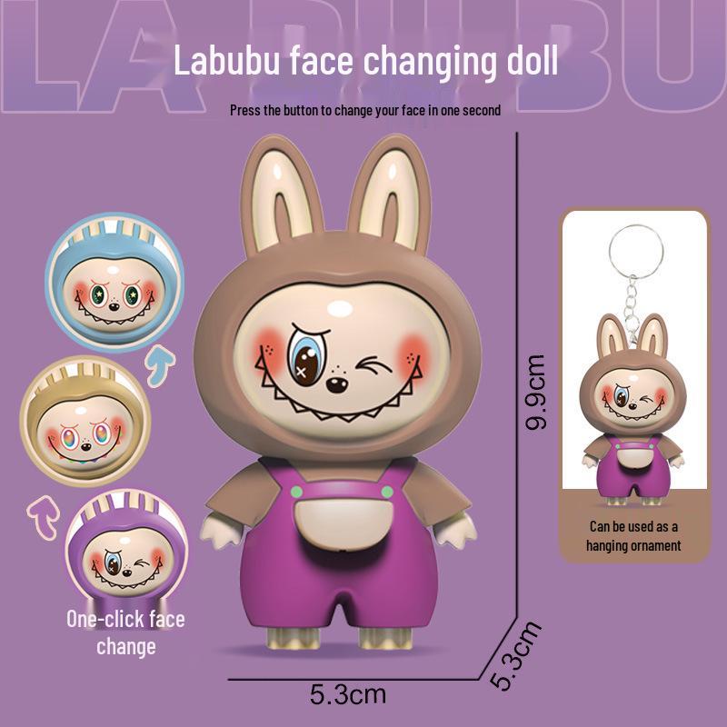 Labubu Schlüsselanhänger Nezha Gesichtswechselnde Puppe Figur Spielzeug Geschenk