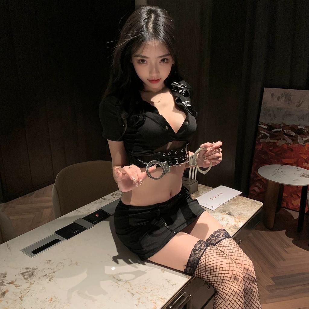 Women Sexy Lingerie Cosplay Police Uniform Erotic Female Cop Sheath Dress Porn Policewoman Role Play Costume Adult Underwear Set