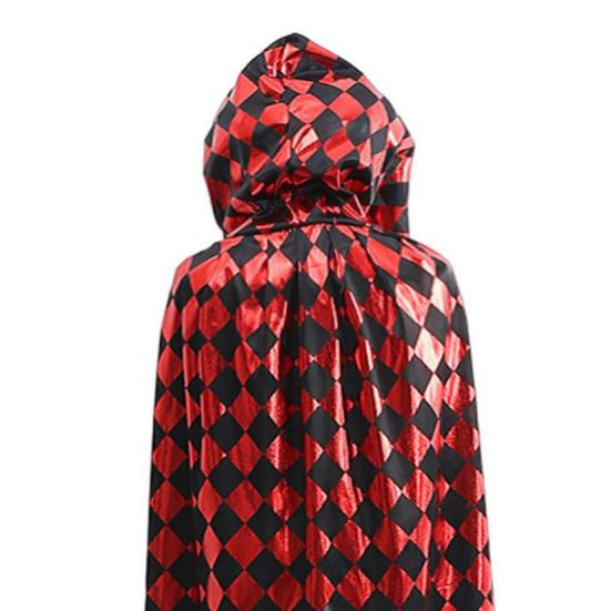 Halloween Cloak Long Hooded Cape with Blood Spider Web Print for Kids Adults Halloween Party Dress Up Accessory for Performance Cosplay Masquerade