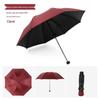 Black Reinforced Folding Umbrella, Sun & Rain Protection, Solid Color, Three-Fold, Fits 1-2 People, Ideal for Business Men & Women.